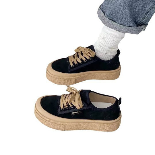 Damen Plattform Sneakers mit luxuriösem Wildleder-Obermaterial und modischem Schnürdesign EB