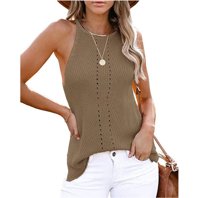 Damen ärmelloses Stricktop mit Struktur EB