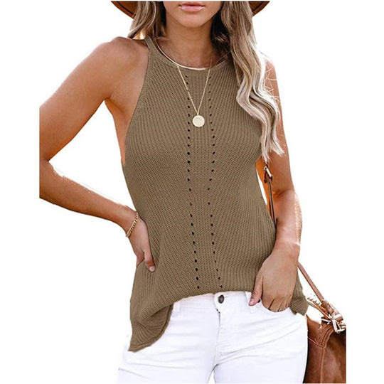 Damen ärmelloses Stricktop mit Struktur EB