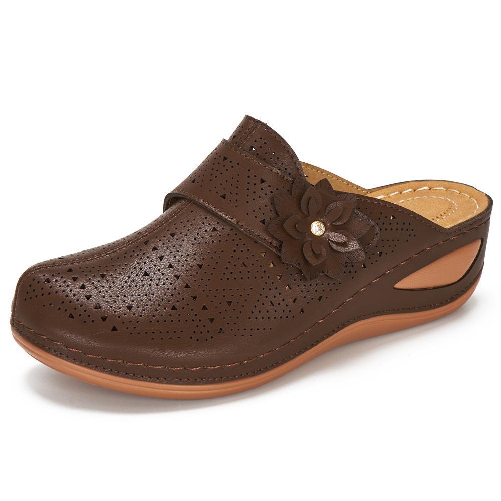 Damen bequeme Clogs mit floralem Cut-Out-Design und rutschfester Sohle EB