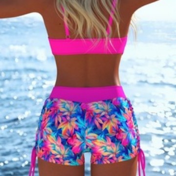 Damen modischer Bikini-Set mit Schößchen und verstellbarem Träger EB