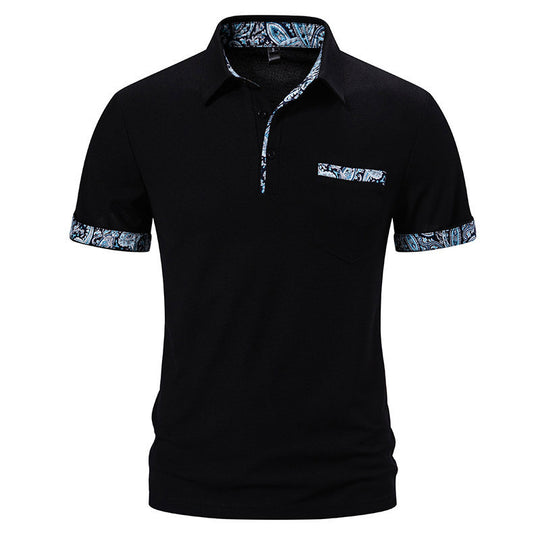 Herren Poloshirt mit kontrastierendem Kragen und praktischer Brusttasche EB