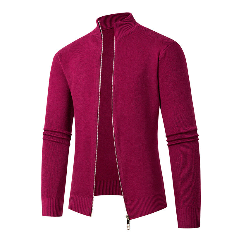 Herren modische Strickjacke mit hohem Kragen und Reißverschluss EB
