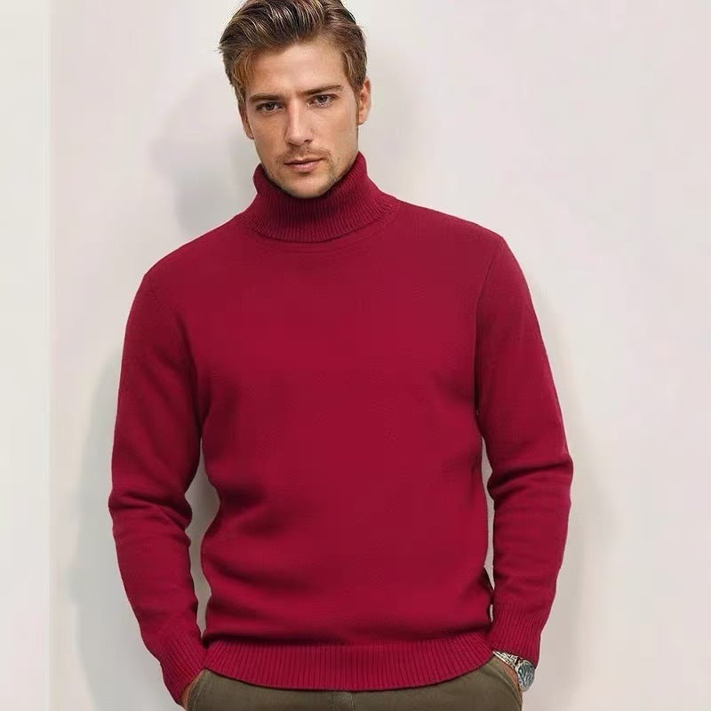 Herren nan feinstrick Rollkragenpullover mit schmaler Silhouette und gerippten Bündchen EB