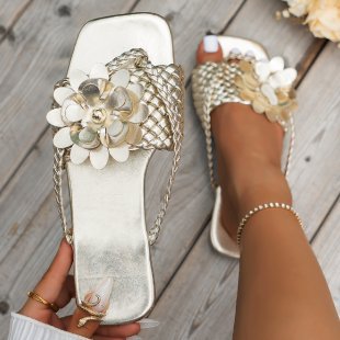 Damen modische Riemchensandalen mit Blumendesign EB