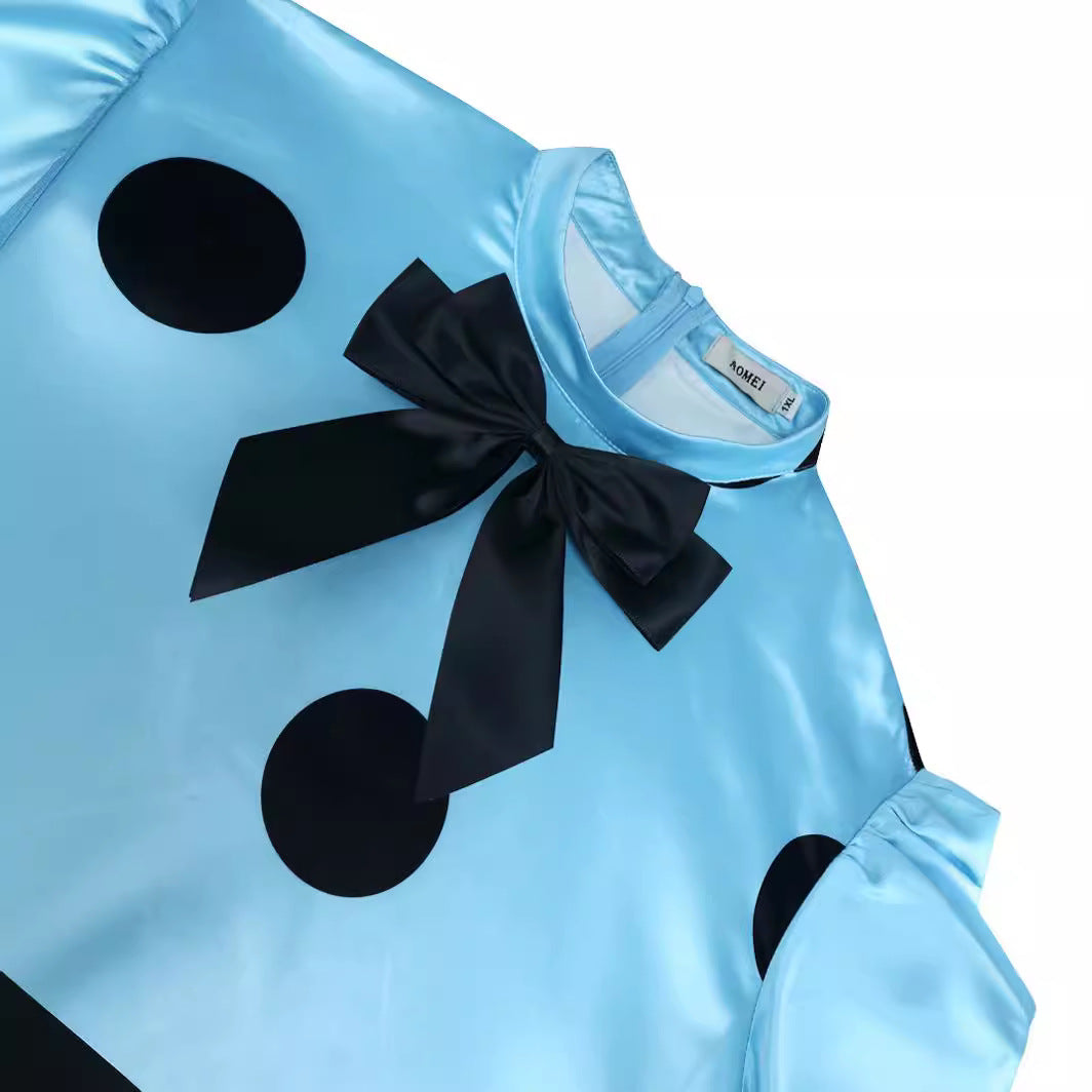 Damen Verspieltes Punktekleid mit schickem Schleifendetail EB