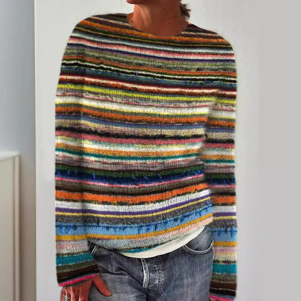 Damen nan bestickter Strickpullover mit reliefartiger Blumenstickerei und Rundhalsausschnitt EB