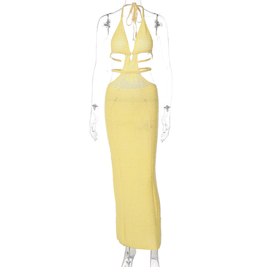 Damen Strick-Tankkleid mit cut-out Details und länglichem Schnitt EB