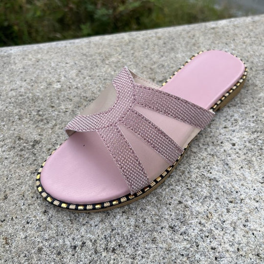 Damen elegante Riemchensandalen mit dekorativen Textilriemen EB