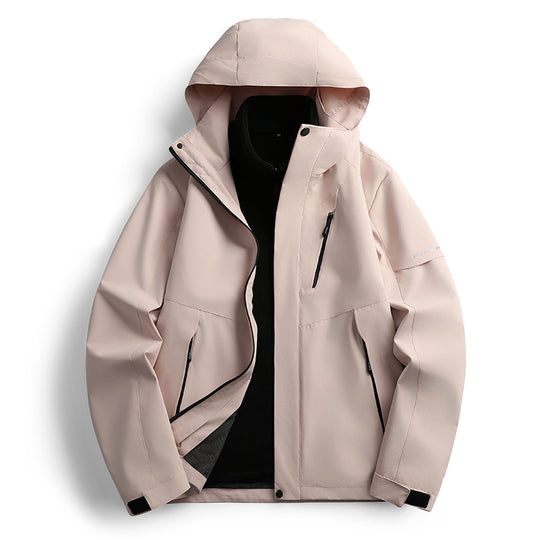 Damen wasserdichte Softshell Outdoorjacke mit Kapuze atmungsaktive Membran EB