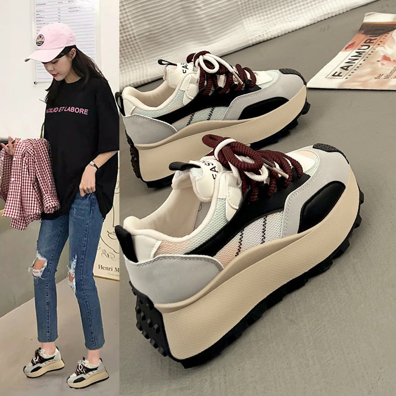 Damen Überdimensionale Plateau Sneakers mit stilvollem Farbverlauf und rutschfester Sohle EB