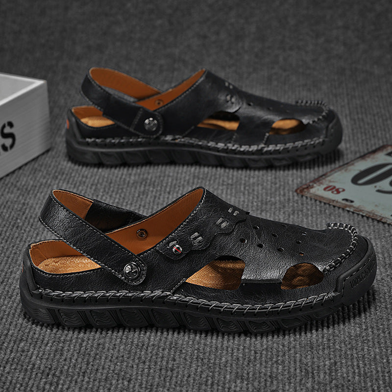 Damen Sommerliche offene Ledersandalen mit atmungsaktiver Oberstruktur EB