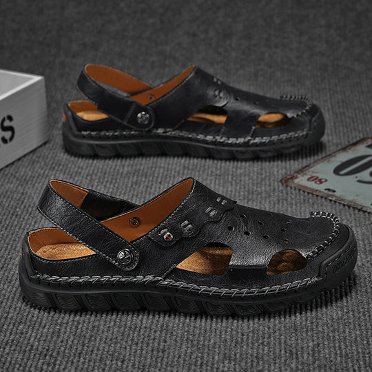 Damen Sommerliche offene Ledersandalen mit atmungsaktiver Oberstruktur EB