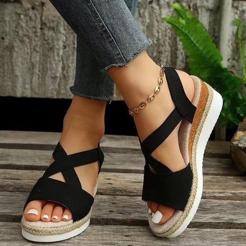 Damen Wedge-Sandalen mit geflochtenem Riemedesign EB