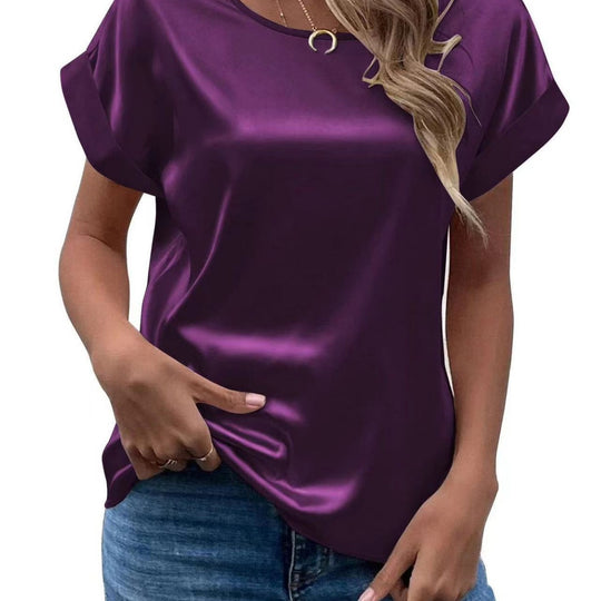 Damen Satin T-Shirt mit elegante Details EB