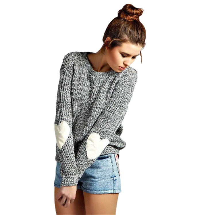 Damen Pullover mit Herz-Applikationen und strukturiertem Strick EB