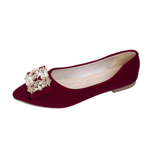 Damen elegante Ballerinas mit funkelnder Blütenapplikation EB