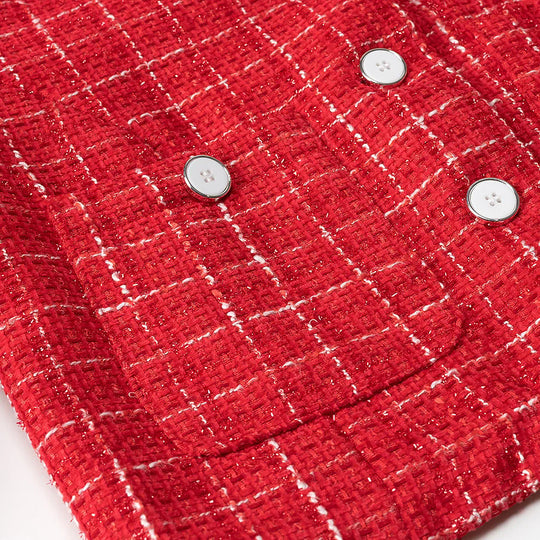 Damen Kurzjacke im klassischen Karomuster mit dekorativen Knöpfen EB