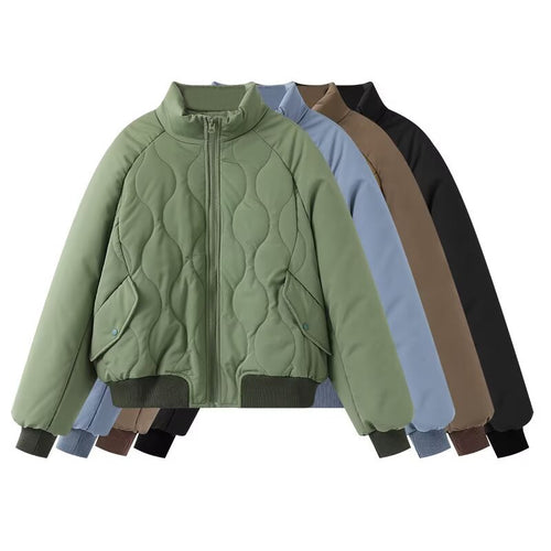 Damen modische Steppjacke mit hohem Kragen und voluminösem Design EB
