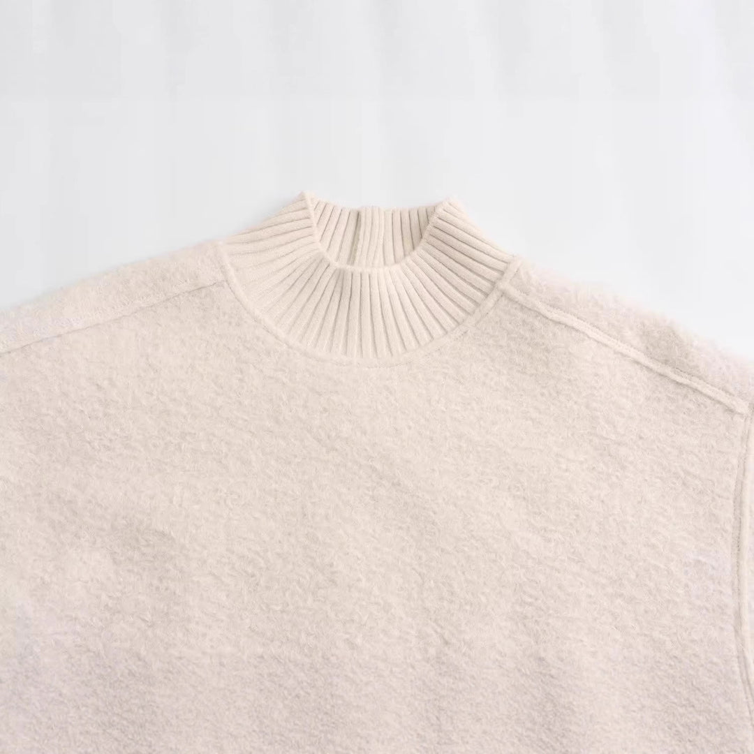 Damen Grobstrickpullover mit hohem Kragen EB