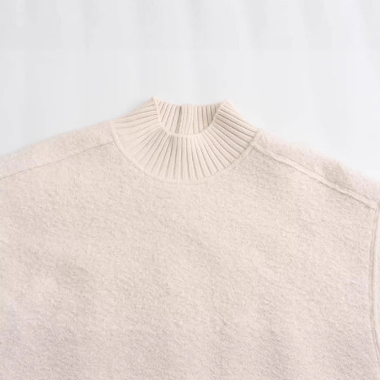 Damen Grobstrickpullover mit hohem Kragen EB