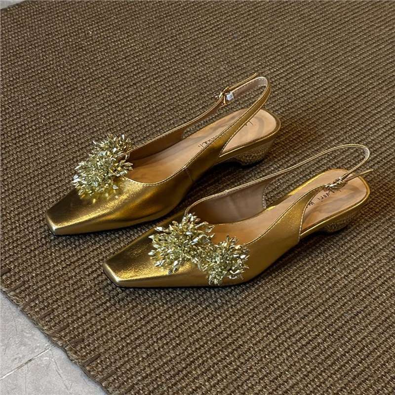 Damen Slingback Pumps mit funkelnden Kristallen EB