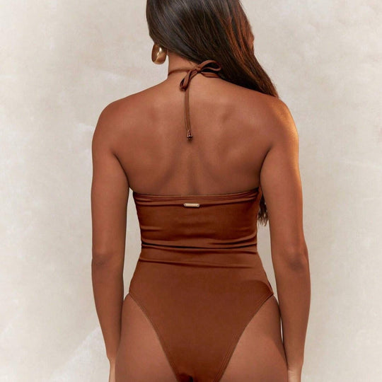 Damen Trendiger Einteiler Badeanzug mit verspieltem Cut-Out EB