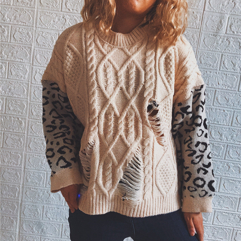 Damen lässiger Strickpullover mit modernem Muster und einzigartigen Details EB