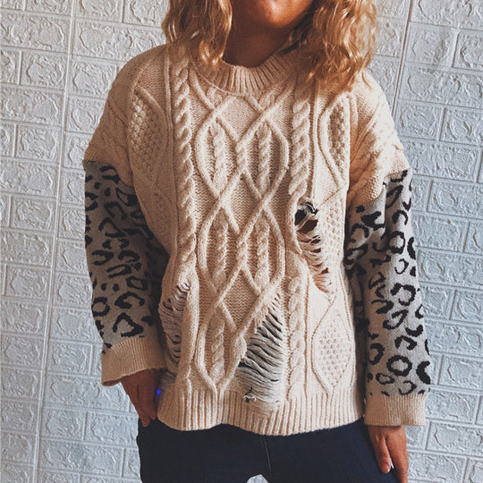 Damen lässiger Strickpullover mit modernem Muster und einzigartigen Details EB