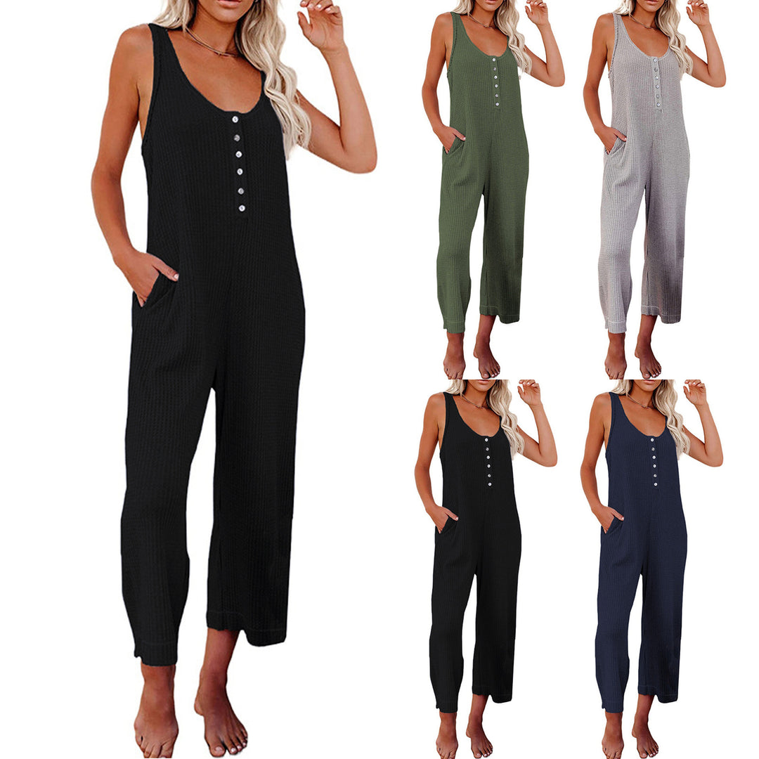 Damen Trägershortsanzug mit Knopfleiste und praktischen Taschen EB