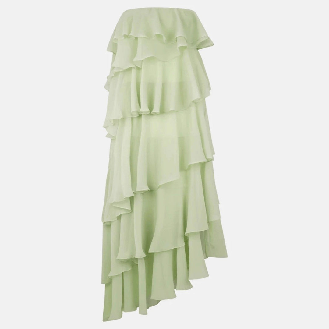 Damen Langes Rüschensommerkleid mit gerafften Details EB