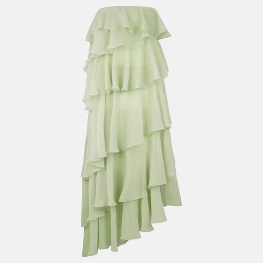 Damen Langes Rüschensommerkleid mit gerafften Details EB