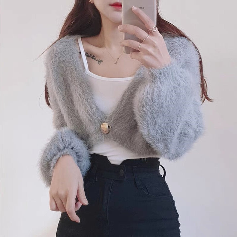 Damen kuschelige Bolerojacke im modischen und flauschigen Design EB