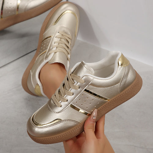 Damen Sportliche Sneakers mit schimmernden Akzenten und rutschfester Laufsohle EB