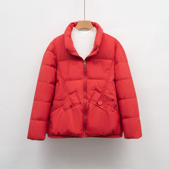 Damen gesteppte Winterjacke mit praktischen Taschen und hohem Kragen EB