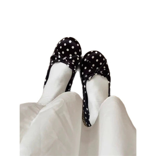 Damen Ballerinas mit niedlichem Pünktchenmuster und zierlichem Schleifchen EB