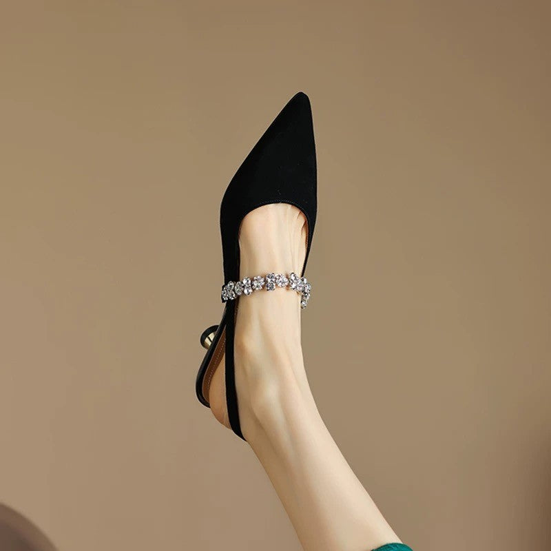 Damen Slingback-Pumps mit glamourösem Strass-Detail EB