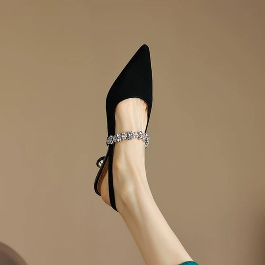 Damen Slingback-Pumps mit glamourösem Strass-Detail EB