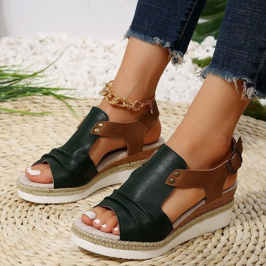 Damen Komfortable Plateau-Sandalen mit Riemen EB