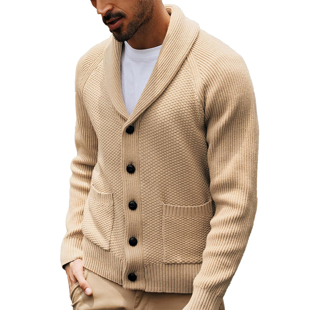 Herren Strickjacke mit strukturiertem Design und praktischem Schalkragen EB