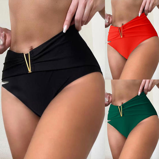 Damen Hochgeschnittener Bikini-Slip mit dekorativem Gürteldetail EB