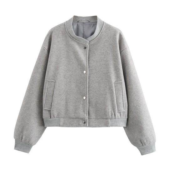 Damen sportliche Bomberjacke mit seitlichen Eingrifftaschen und elastischen Bündchen EB