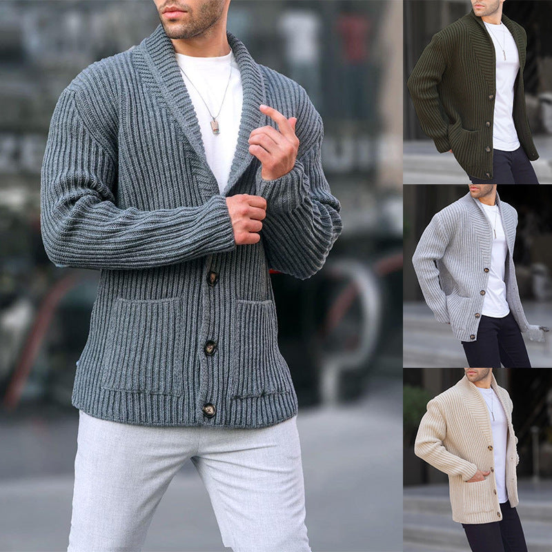 Herren Strickjacke mit tiefem Ausschnitt und knöpfen EB