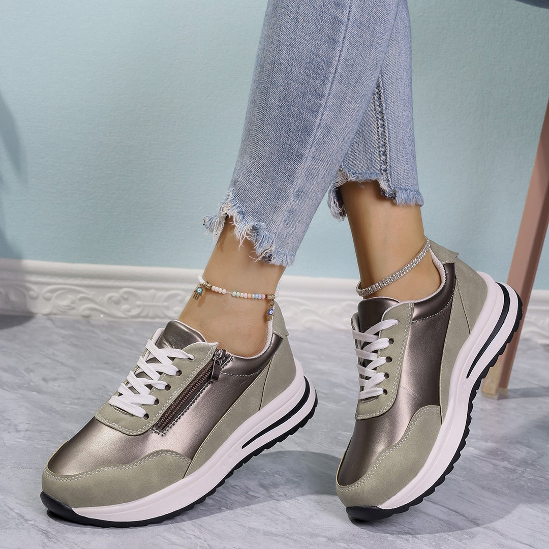 Damen Sportliche Sneakers mit praktischen Reißverschluss und atmungsaktiver Sohle EB