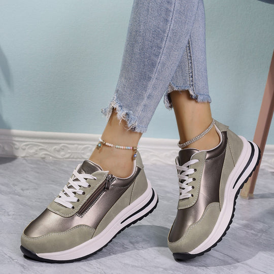 Damen Sportliche Sneakers mit praktischen Reißverschluss und atmungsaktiver Sohle EB