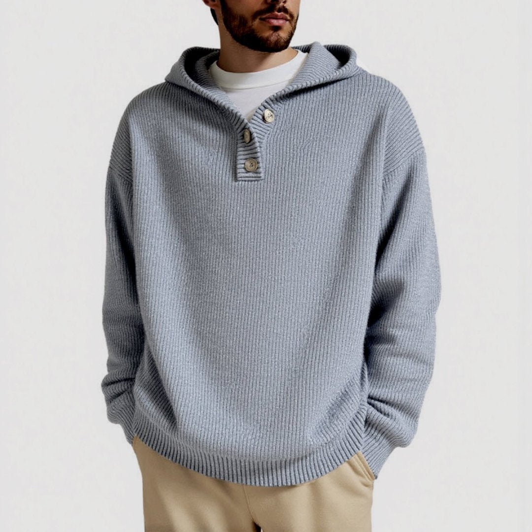 Herren Kapuzenpullover mit strukturiertem Zopfmuster EB