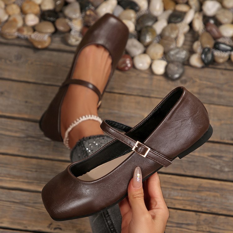 Damen Klassische Ballerinas mit verstellbarem Riemen EB