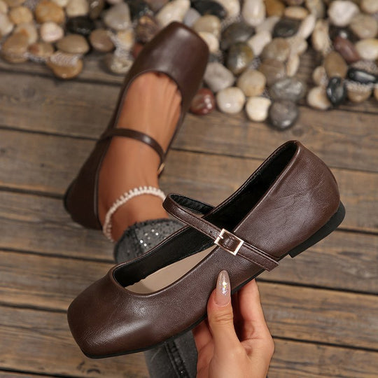 Damen Klassische Ballerinas mit verstellbarem Riemen EB
