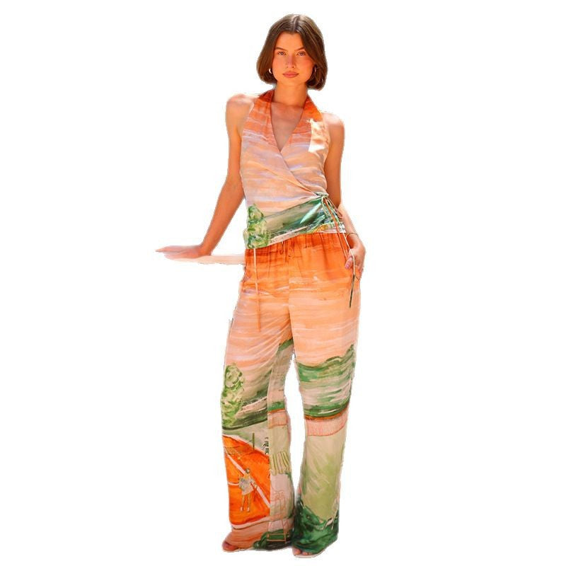 Damen Wickel-Jumpsuit mit floralem Design und elastischem Gummizug EB