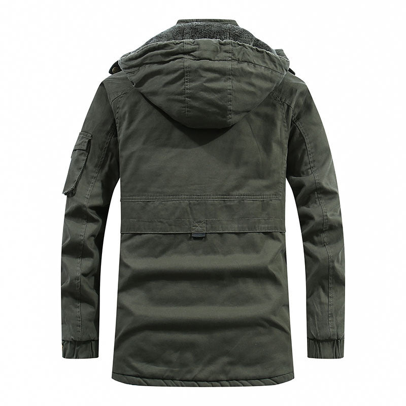 Herren Fieldparka aus robustem Canvas mit wärmender Teddyfleece‑Innenlage und Ärmeltasche EB